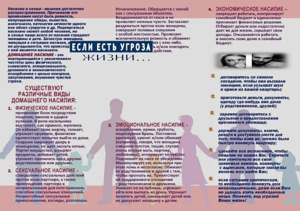ПАМЯТКА ПО ПРОФИЛАКТИКЕ БЫТОВОГО НАСИЛИЯ